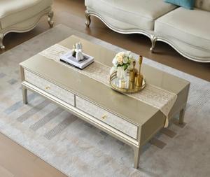 โต๊ะน้ำชาไม้เนื้อแข็งสไตล์อเมริกันและฝรั่งเศส โต๊ะกาแฟหรูหรา โต๊ะวางทีวีสำหรับห้องนั่งเล่นพร้อมที่เก็บของ - Product Image 3