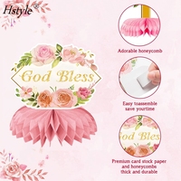 12 pièces rose Floral dieu bénisse décorations première Communion nid d'abeille pièce maîtresse pour dieu bénisse bébé fille baptême fête décor HS1447