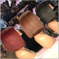 Perruque Bob Femme Cheveux Naturels Brésiliens Brut Bob Coup Blunt 13X4 Pas Cher Perruque Frontale Lace