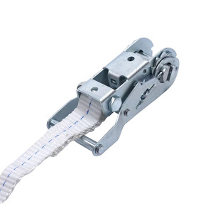 Custom Logo 25mm 1760lbs Quick Release <strong>White</strong> Tensioner <strong>Cargo</strong> Lashing Belts Zinc Galvanized J Hook Truck Rachet Tie Down Straps - Product Image 6
