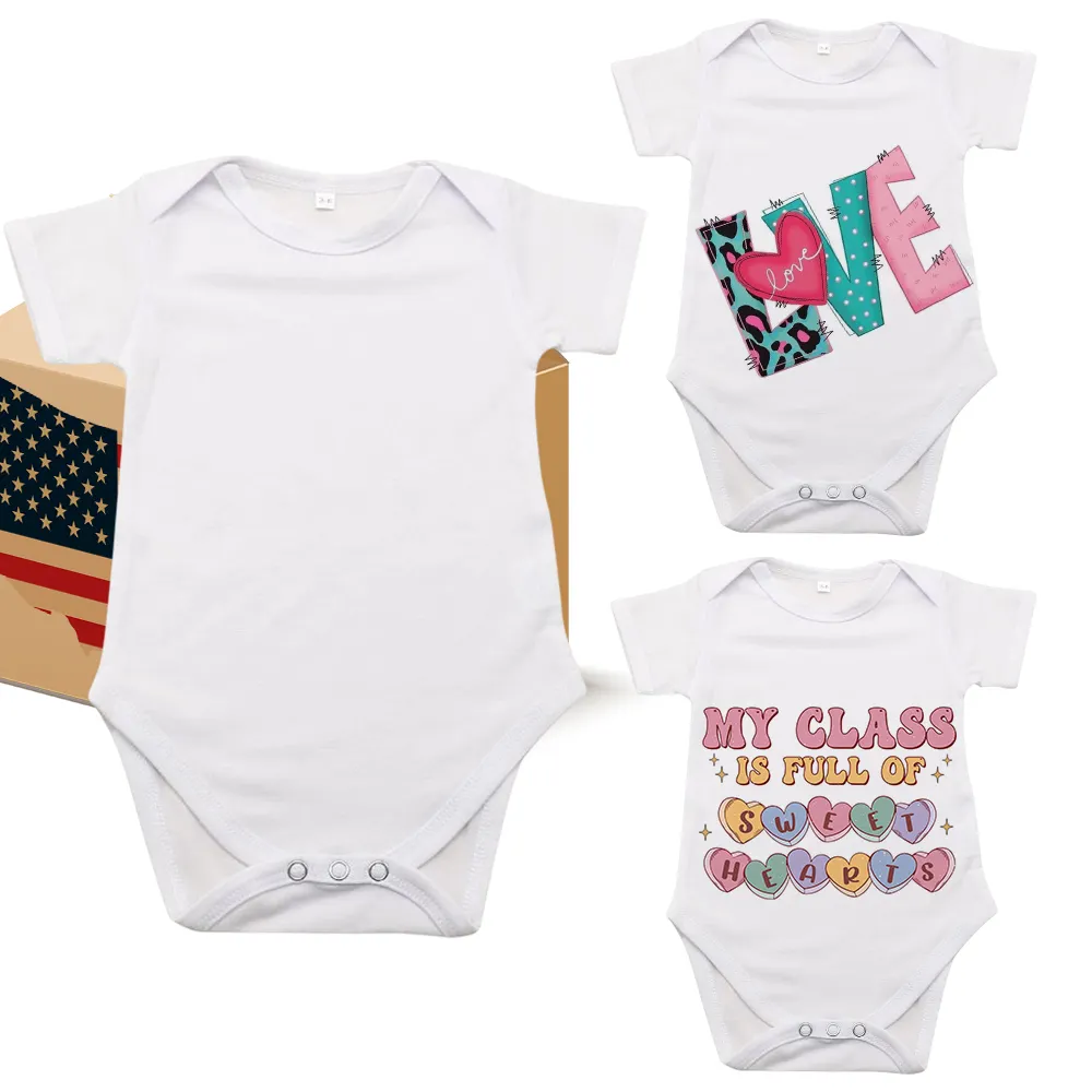 Blank DIY Craft white 100% polyester Soft Breathable Cotton Feel Infant Blank Sublimation onesie for customized gifts