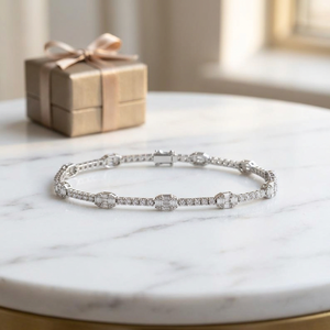 Pulsera de tenis de moissanita dorada para eventos de hip hop, con piedras de baguette y redondas de lujo, joyería fina brillante para la muñeca - Product Image 5