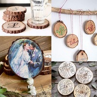 Disque d'arbre en bois de pin rond naturel inachevé écologique tranches d'arbre en bois pour bricolage artisanat