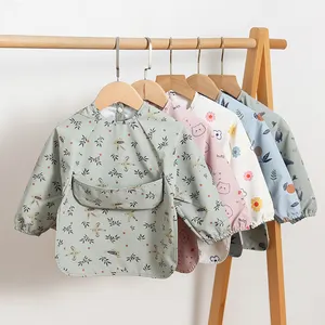 Offre Spéciale À Manches Longues Imperméable Bébé Toddler Enfants Bavoir Avec Poche Enfants Stuff bébé manger tablier Fabricant