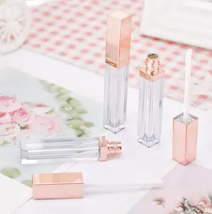 5Ml Son Bóng Container Rỗng Vuông Màu Hồng Chai Rose Gold Son Bóng Bàn Chải Ống