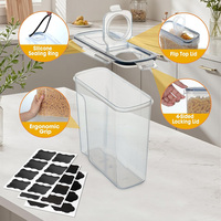 Ensemble de 4 boîtes hermétiques empilables pour aliments secs avec double bec verseur et étiquettes réutilisables pour le rangement de la cuisine