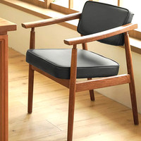 Chaises de salle à manger en bois MULIGNA, chaise de salle à manger en cuir rétro design moderne, vente chaude, chaise de salle à manger rembourrée pour usage domestique avec accoudoirs
