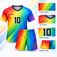 Maillot de football personnalisé à dégradé arc-en-ciel, uniforme d'équipe de football entièrement sublimé, club OEM