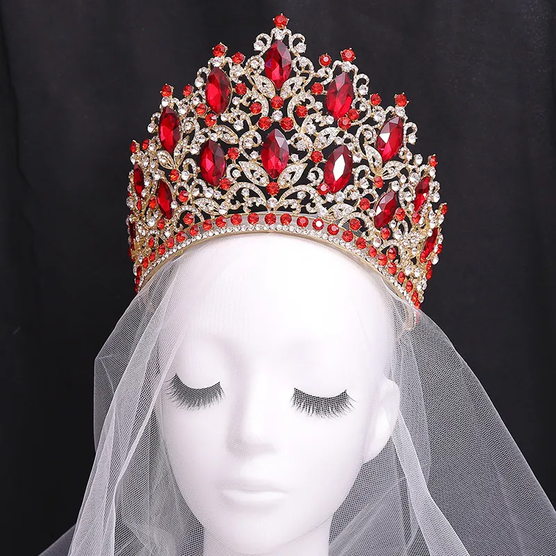 Barock Luxus Kristall Strass Größere Braut Haar Krone Zubehör Schönheit Prinzessin Königin Hochzeit Tiara Kronen