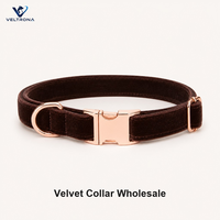 Collier pour chien en velours doux avec boucle en or rose et anneau en D, collier pour animaux de compagnie en peluche réglable pour chiens de petite, moyenne et grande taille, collier pour chiot