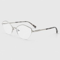 Monture de lunettes en métal, monture optique marron, monture de lunettes de vue en gros, monture de lunettes à branches écaille de tortue, logo personnalisé