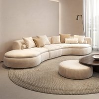 Neues modernes minimalistisches cremefarbenes Luxus-Stoffsofa mit geschwungener Form, Wabi-Sabi-Stil, unregelmäßiges Sofaset für das Wohnzimmer