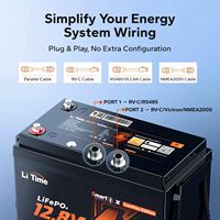 Batterie LiFePO4 intelligente LiTime 12V 320Ah 200A BMS CAN RS485 Bluetooth pour systèmes RV Marine Victron NMEA2000