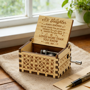 Caja de Música de Madera Personalizada, Diseño Moderno y Simple en Forma de Corazón, Madera Contrachapada de Álamo, Manivela Manual, 30s de Duración de Sonido, Regalo Ideal - Product Image 3