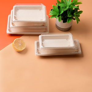 Bandeja desechable ecológica de caña de azúcar, recipiente de papel biodegradable para sushi, tapa para mascotas, muestras gratis - Product Image 6