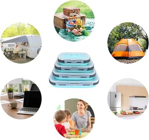 Food <b>Storage</b> Containers Lids 4PCS Eco-Friendly Silicone Collapsible Airtight Vacuum Seal Freezer Microwavable Customizable - Product Image 5