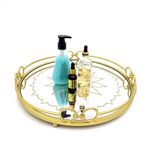 Articoli <span class=keywords><strong>da</strong></span> <span class=keywords><strong>toeletta</strong></span> per camere d'albergo di lusso rotondo in metallo specchio in vetro trucco <span class=keywords><strong>vassoio</strong></span> espositore per gioielli-<span class=keywords><strong>vassoio</strong></span> <span class=keywords><strong>da</strong></span> portata decorativo rotondo - Product Image 1
