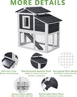 Poulailler moderne d'extérieur à 2 niveaux en bois avec enclos en grillage, toit en bois imperméable, plateau coulissant, de haute qualité, pour poules et lapins