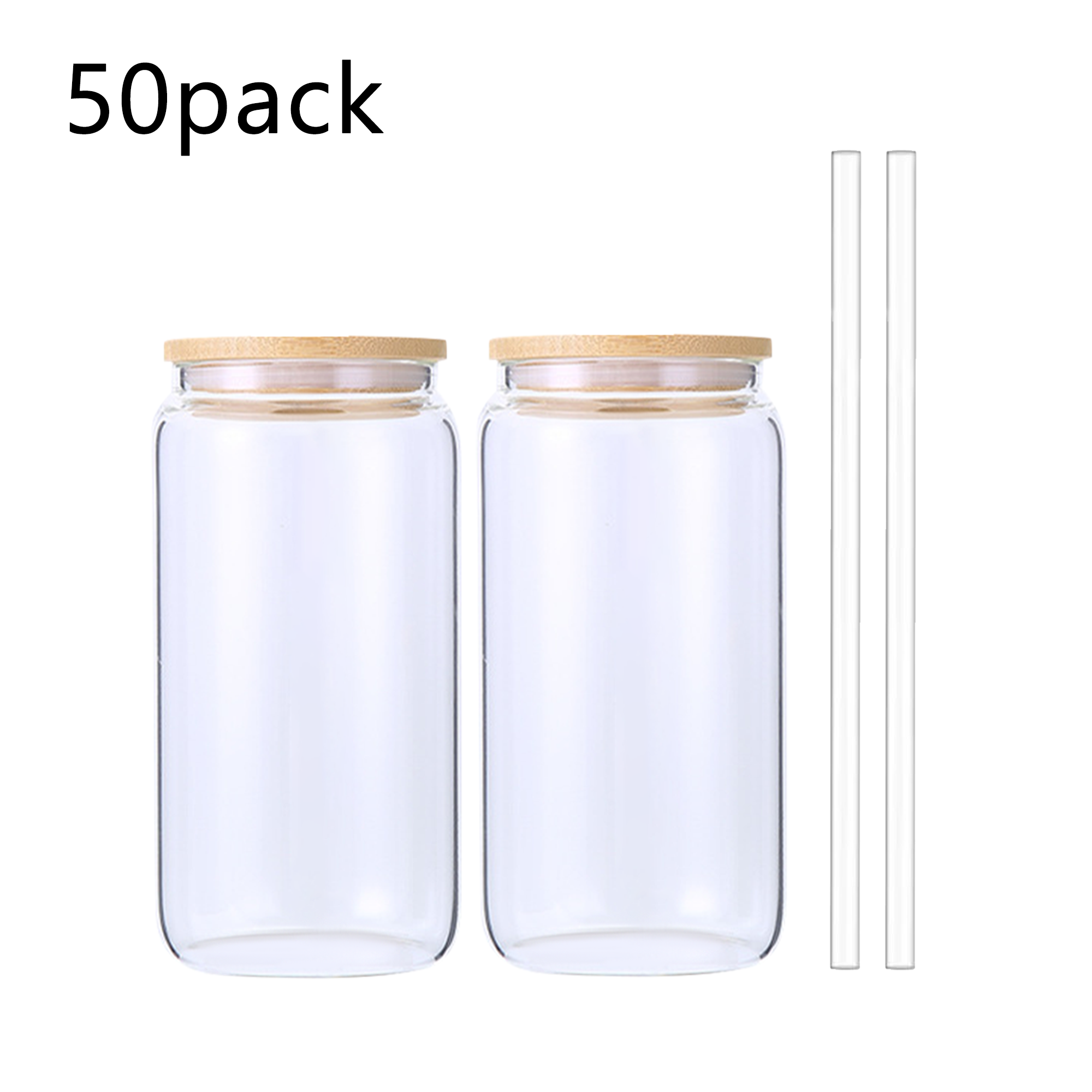 16oz single wall bamboo lid clear glass can