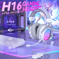 Casque de jeu filaire USB FIFINE H16, son surround 7.1, RGB personnalisable vibrant, casque gamer avec micro antibruit pour PC