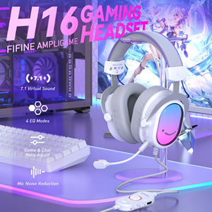 หูฟังเกมมิ่งแบบมีสาย <span class=keywords><strong>FIFINE</strong></span> H16 เชื่อมต่อผ่าน USB เสียง 7.1 Surround Sound ไฟ RGB ปรับแต่งได้ สีสันสดใส พร้อมไมโครโฟนตัดเสียงรบกวนสำหรับพีซี - Product Image 2