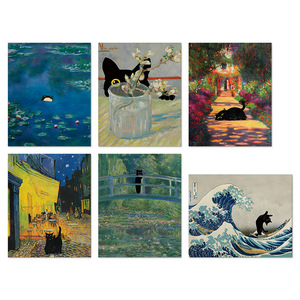 Pittura artistica pittura decorativa su tela di fama mondiale Poster di gatto creativo soggiorno camera da letto arte della parete - Product Image 6