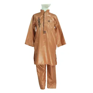 Conjunto de traje muscular qatar, conjunto de traje islâmico para meninos, tradicional, comprido, atacado, material de veludo brilhante, thobe de dubai