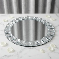 Assiettes de Présentation Modernes en Verre Argenté Écologiques avec Bordure Diamantée Effet Miroir pour Mariage, Anniversaire, Halloween, Noël, Fêtes et Événements