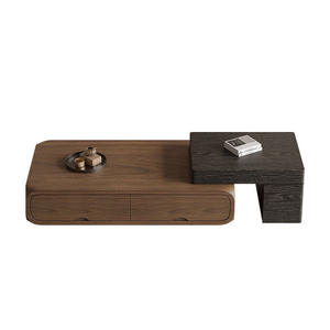 Ensemble de meuble TV et table basse en bois de noyer 80cm 110cm, combinaison de meubles modernes pour salon - Product Image 5