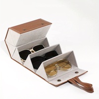 Étui pour lunettes de soleil Étui de voyage de luxe en cuir pliable Emballage personnalisé Étui pour lunettes de soleil pour lunettes