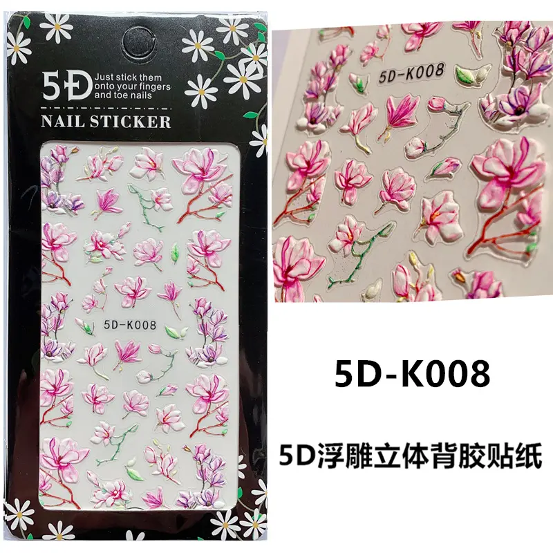 Groothandel 5D Nail Stickers Bloemen Luxe Ontwerpers Nagel Charmes Goedkope Bulk 2021 Nieuwe Stickers Voor Nagels 5D-K001