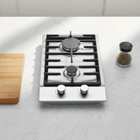 Table de cuisson à gaz encastrable 2 brûleurs de haute qualité, brûleurs en acier inoxydable, allumage électronique, classe d'efficacité énergétique A+, sécurité anti-incendie