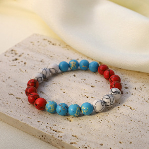 Custom Made <b>Beaded</b> <b>Bracelet</b> For Men Multicolor Stone Geometric Design Everyday Wear - Product Image 4