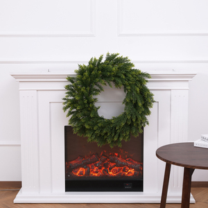 Guirlande de Noël artificielle faite à la main en feuilles de cyprès bicolores, feuillage doux et flexible pour la décoration de cheminée - Product Image 2