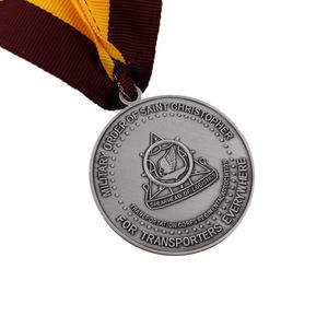 Hot Sale Metall Antik Silber <span class=keywords><strong>Saint</strong></span> <span class=keywords><strong>Christopher</strong></span> Medaille mit Band - Product Image 6