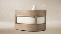 Fauteuil d'extérieur en teck, chaise longue de patio avec structure en bois massif et coussins amovibles, fauteuil simple moderne pour jardin et terrasse