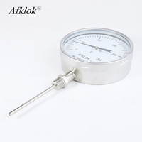 Termometer Bimetal Industri 0-250 ℃   Dial Besar 150mm 4\" Stem 1/2\"NPT 1/4\"NPT Thread IP65 Tahan Air ODM Kaca