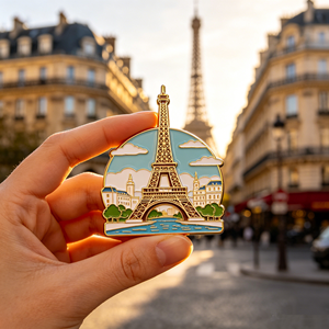 Personalized Metal Enamel Fridge Magnet France Paris Eiffel Tower Travel Souvenirs 3D Customized Logo Irregular Shape - Product Image 1