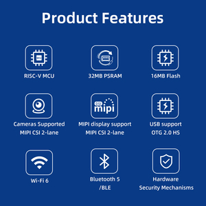 Carte mère ESP32-P4 + ESP32-C6 |   Module système minimum RISC-V 400 MHz, Wi-Fi 6, BLE 5, 32 Mo de PSRAM W878 - Product Image 4