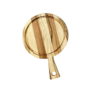 Planche à pizza ronde en bois durable avec poignée, planche à découper et à servir en bois naturel, plateau à fromage pour cuisine, restaurant, pâtisserie - Product Image 1