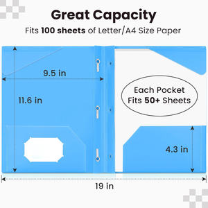 Porte-documents en plastique PP robuste avec 3 crochets et 2 poches pour documents et papiers A4 - Fournitures de bureau pour enseignants et étudiants - Product Image 4