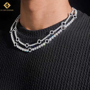 925 Silver Rhodium Plated <b>Statement</b> <b>Necklace</b> Geometric Clover Design Party Jewelry 3mm 5mm Tennis Chain - Product Image 6