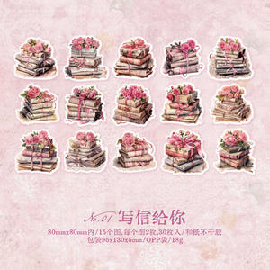30 unids/pack pegatinas <span class=keywords><strong>libro</strong></span> fragancia serie <span class=keywords><strong>de</strong></span> tiempo Retro carta romántica manual Material - Product Image 6