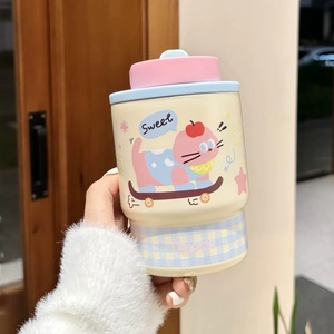 Botella de agua para niños, Taza Termo al vacío de bebida doble de acero inoxidable 316, práctica pajita, práctica taza de café para perro <span class=keywords><strong>salchicha</strong></span>, Color alto - Product Image 2