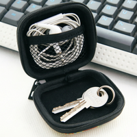 Étui rigide en EVA personnalisé avec logo, petit format, pour pièces de monnaie, câbles USB, écouteurs, avec poignée et mousqueton