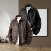 Veste en cuir pour homme avec logo personnalisé, veste à revers élégante et multifonctionnelle, veste courte tendance pour homme pour l'hiver