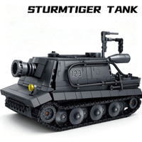 Sturmtiger Saldırı Silahı 2. Dünya Savaşı Alman Askeri Tank Modeli, ABS Plastik DIY Yapım Blokları Oyuncak