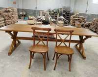 Tables de salle à manger rustiques en bois massif pour hôtels et salons, portables et durables