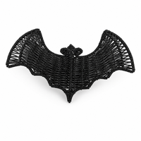 Ornement de chauve-souris noir tressé à la main, décoration murale pour fête d'Halloween, en osier, à suspendre, pour usage intérieur, écologique, imperméable, vente en gros OEM