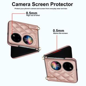 Étui en cuir de haute qualité pour Huawei <span class=keywords><strong>P50pocket</strong></span> étui de téléphone portable lanière foulard en soie étui de téléphone portable pliant pour Huawei Pocket2 - Product Image 6